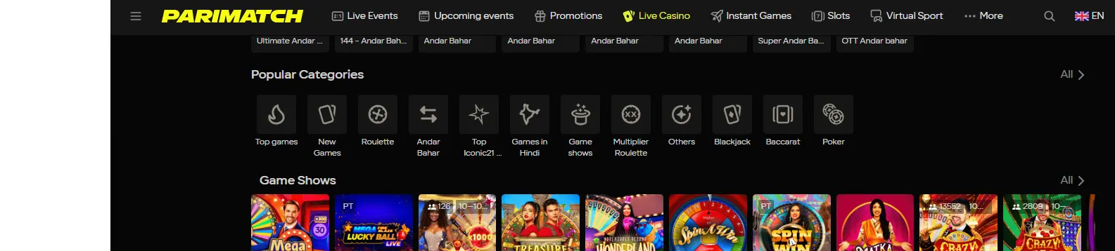 Parimatch live casino dealers