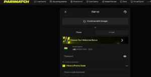 Parimatch India registration